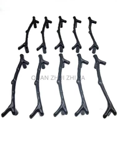 Set of black zinc alloy twig branch cabinet knobs, 10 pack, 96mm center to center, 120mm overall length for doors and drawers.