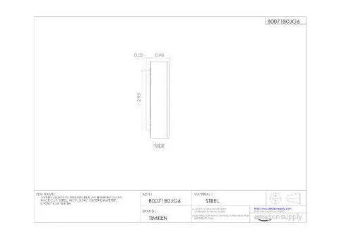 Side view of Outer Race Cup For Tapered Roller Bearing In Steel 3.740 In OD 0.9252 In Cup Width, technical drawing