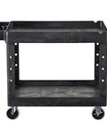 Two Shelf Foam Utility Cart With Lipped Shelves And Ergonomic Handle Black 500 Lb Capacity Durable Rolling Cart for demanding workspaces