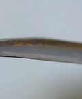 Close-up of 9 inch high carbon steel blade edge of Hand Scythe For Harvesting And Grass Clearing, forged in Austria