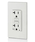 Killer Slim GFCI Weather And Tamper Resistant Outlet 20 Amp side view showing compact design and easy reset button.