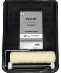 Heavy Duty 3-Piece Paint Tray And Three Eighth Nap Roller With Sturdy Frame For Walls And Ceilings Bulk Pack Of 24 Prograde Painter Kit with roller in tray.