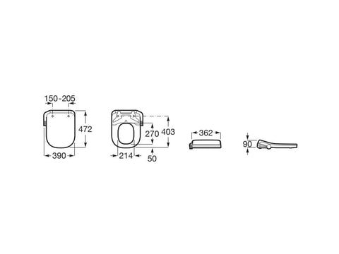 Dimensions diagram of Next Level Bidet Toilet Seat Featuring Dual Warm Water Spray Plus Quick Air Dry Fan, Sleek White Finish.