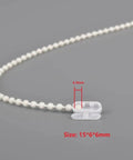 Close-up of Ball Chain Connectors for 4.5 mm Blind Chains, 30 Pcs Replacement Parts for Window Blinds, showing connector size.