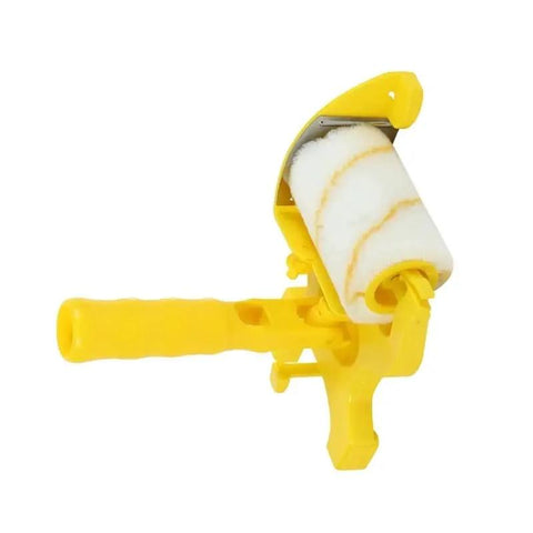 Eight Piece Paint Edger Roller Kit For Walls And Ceilings Ditch The Tape With This Smooth Edge Guide Tool with yellow handle and sponge roller.