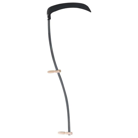 Beefy Heavy Duty Garden Scythe With Black And Brown Steel Blade Handcrafted Wood Handle 57.1 Inch Reach Durable Outdoor Tool