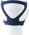 Blue CPAP headgear strap for universal full-face mask replacement (front view)