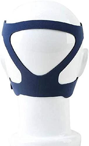 Blue CPAP headgear strap for universal full-face mask replacement (front view)