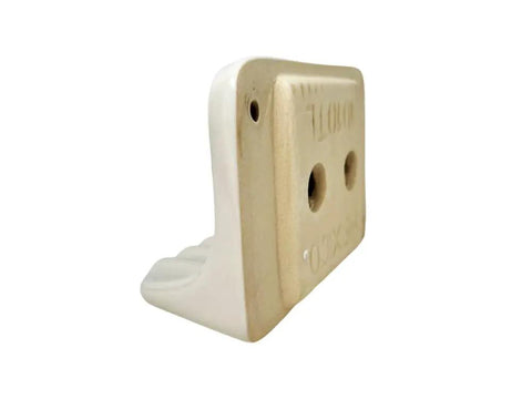 Side view of Bone Almond Ceramic Soap Dish Holder For Bathroom Walls With Glazed Finish, Easy Tile Adhesion Install, with back lip