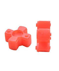 Two Pack Five Millimeter To Eight Millimeter Shaft Coupling Aluminum Twenty Five Millimeter Long Twenty Millimeter Outer Diameter Flexible Leadscrew Coupler For 3D Printer Stepper Motor CR10 CR10S Ender 3 A8 A6 E10 E12 U10 showing orange components.