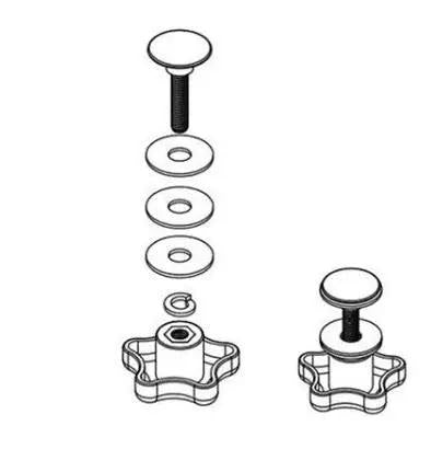 Close-up of secure clamping knobs for Premium Universal Fit Pickup Truck Tonneau Cover, showcasing assembly parts and design details.
