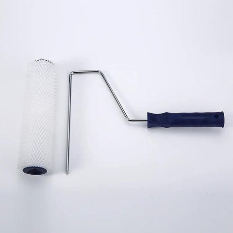 Pro Level 7 Inch Spiked Paint Roller With Slick Non Slip Plastic Handle For Knocking Out Air Bubbles While Stippling Interior Walls And Ceilings Fast Without Dragging Or Skipped Strokes On Your Projects, showing spikes and handle.