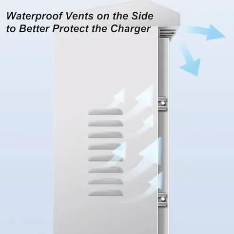 Heavy Duty Stainless Steel EV Charger Cover And Waterproof Lockable Outdoor Enclosure with smart heat vent design visible side vents.