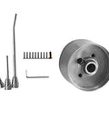 Front view: AngyMeck stainless steel 32-inch tilt manual steering column with wheel adapter and mounting hardware