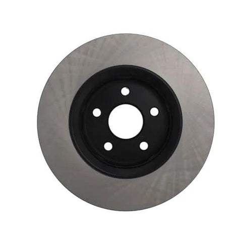 Front view of Centric Premium brake rotor with black center hub and five lug holes