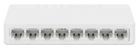 Eight Port Fast Ethernet Desktop Switch For Home Office And Small Networks, Plug And Play Setup with 8x 10/100 Mbps Ports, front view