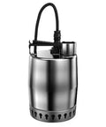 Hella Strong Stainless Steel Single Stage Submersible Drainage Pump With Vertical Discharge And Integrated Single Phase Canned Motor For No Sweat Basement Flood Clearing, metallic design, side view, compact size.