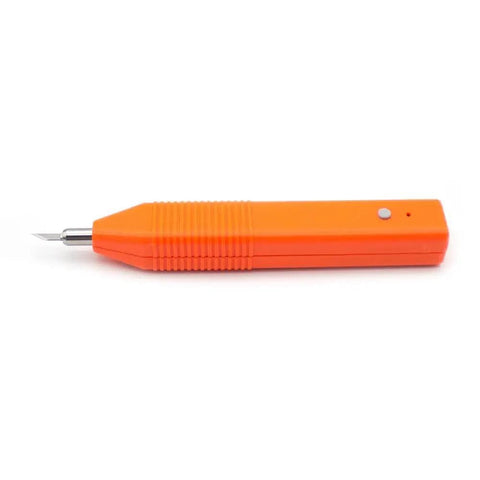 Portable 40KHz Ultrasonic Cutter With Adjustable Power, Type C And DC 12V Input, orange handheld device for plastic.