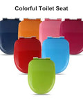 Colorful toilet seats in various colors, showcasing smooth finishes, ideal for lively bathroom decor. Top Tier White Slow Close Toilet Seat And Lid For U Shaped Bathrooms, Rock Hard Polypropylene That Holds Up Against Scratches And Daily Wear, Zero Hassle Fast Mount Brackets With Butter Smooth Closing For A Quality Bathroom Upgrade.