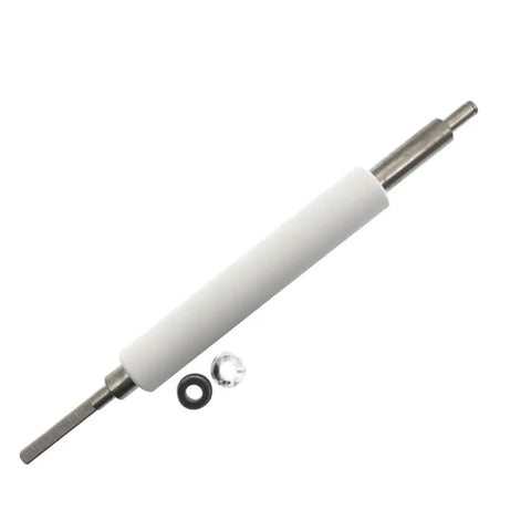Single Pressure Platen Roller Kit Works Perfect With Zebra 105SL Thermal Label Printers For 203Dpi And 300Dpi Models Comes Loaded With Bearings Gear Bushing Snap Ring To Keep Your Rig Running Crisp And Fast Warranty Backed. White roller with metal shaft and bearings