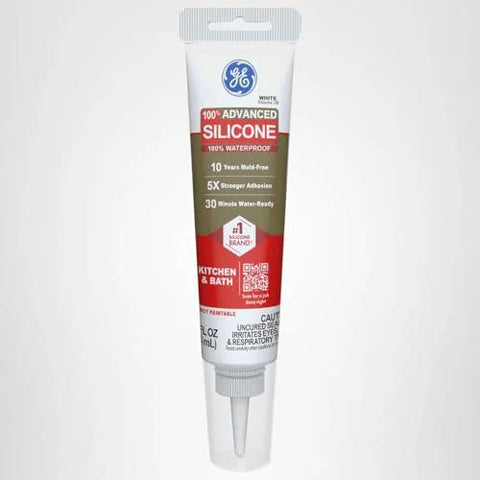 Front view of Advanced Silicone Caulk For Kitchen And Bathroom White 2.8 Fl Oz Tube 1 Pack 100 Percent Waterproof Sealant