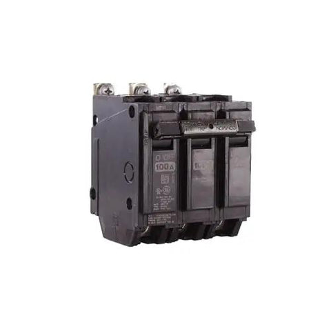 Q Line THQB320100 3 Pole Miniature Circuit Breaker 100A 120 240 VAC With Thermal Magnetic Trip And 10 kA Interrupt Bolt On Installation