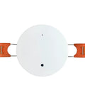 Zigbee 5.8GHz MmWave Presence Sensor With Luminance And Distance Detection, Ceiling Mount, visible white round device with orange clips