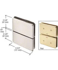 Senior Prima 02 Series Polished Nickel Top Notch Glass To Glass Mount Hinge dimensions and rear view for 1/2 inch tempered glass