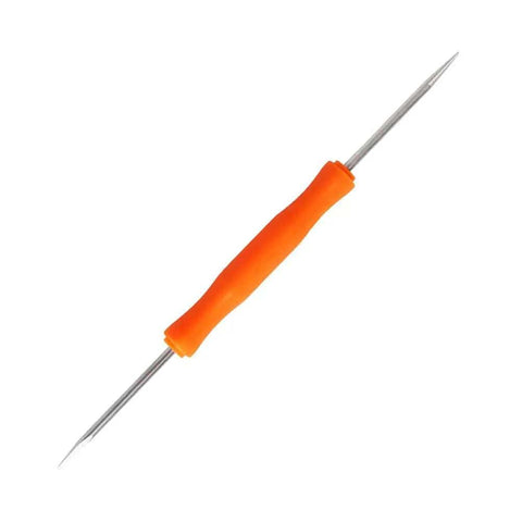 Double-ended tool from Six In One Soldering And PCB Repair Tool Set with orange grip and metal tips for precision work
