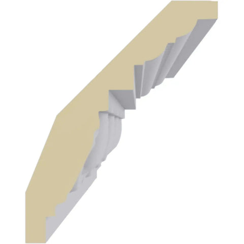 Edinburgh Crown Molding In Urethane Lightweight And Durable Factory Primed, side view showing classic profile and lightweight structure