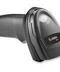 Front view of the DS2208 Series Corded Handheld Standard Range Imager Kit With Stand And Shielded USB Cable For Retail Use Fast 1D And 2D Barcode Scanning On Mobile And Paper Labels showing the scanner head.