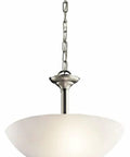 15 Inch Two Light Convertible Inverted Pendant And Semi Flush Light With Satin Etched Glass In Brushed Nickel Finish
