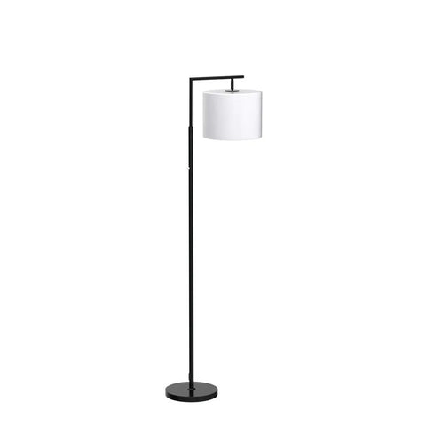 LED Floor Lamp With Stepless Dimming And Four Color Temperature Modes, Modern Black Standing Lamp With White Shade