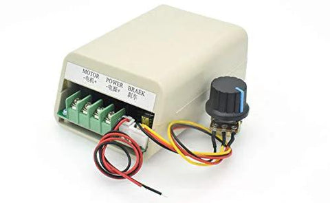 Taidacent DC motor brake controller module, white enclosure, 12–48V 20A, green terminal block and knob