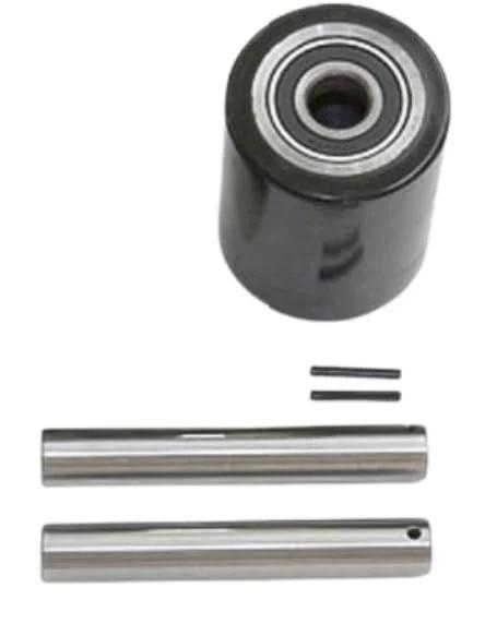 Beefed Up Heavy Duty Load Wheel Kit For Multiton Manual Pallet Jack Models TM And J, includes wheel, axles, fasteners.