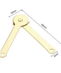 Two Pieces Metal Lid Support Hinges, golden color, 68x8mm, shown in open position with dimensions.