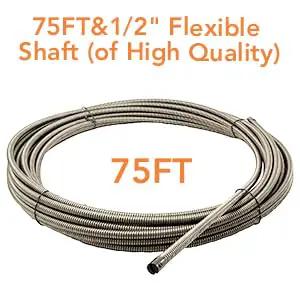 Smooth Operator 75 Foot Electric Drain Cleaner Machine Featuring Auto Feed Sewer Snake Auger and Heavy Duty Steel Drum Cable for No Sweat Plumbing Cleanup, 75ft flexible steel shaft.