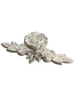3D Rose Cabinet Knobs With Backplates, 4 Pack, Vintage Shabby Chic Zinc Alloy Drawer Handles, Ivory White With Silver Edge, Perfect For Wardrobe, Dresser And Cabinets, Open White Rose Design, Insta Worthy