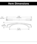 Dimensional diagram of Solid Core Stainless Steel Cabinet Pulls, 5-1/16 Inch Hole Center, 128mm, Greenwich Collection