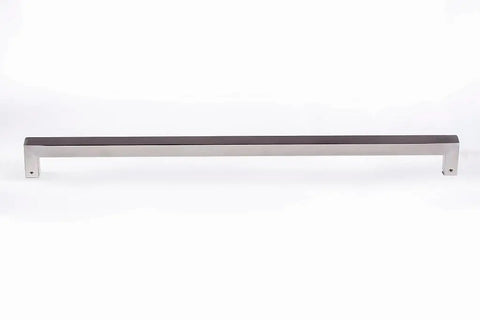 Sleek 48 Inch Single Sided Modern Stainless Steel Front Door Handle With A Slick Brushed Nickel Satin Finish For Exterior Push Pull Use On Wood Glass Metal Sliding Shower Or Barn Doors Serving As A Heavy Duty Smooth Operator That Really Levels Up Your, showcasing the long straight design.