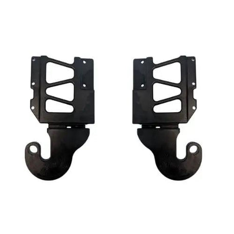Premium Aluminum Truck Hinge And Pivot Assembly Pair For Peterbilt 379 378 Trucks Driver Side Passenger Side black steel hinges with mounts.