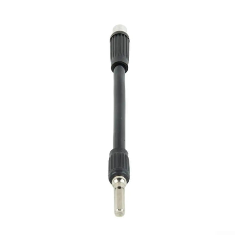 Flexible Shaft Screwdriver Extension 5.1 Inch Hex Shank For Tight Spots And Weird Angles, durable black shaft with silver hex tip.