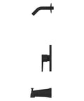 Modern Tub And Shower Trim Kit Matte Black Finish With One Handle Without Shower Head Valve Not Included, components shown separately