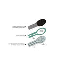 FSR402 force-sensing resistor diagram, front view showing flexible substrate, spacer, and active area