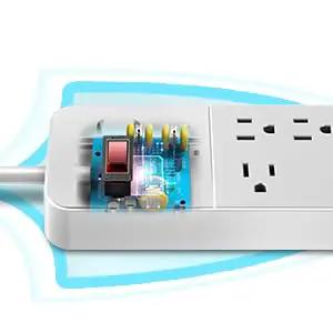 Close-up of the internal circuitry of the Boss Level Surge Protector Power Strip Featuring Hella Spacious 12 Outlets And 2 USB Ports.