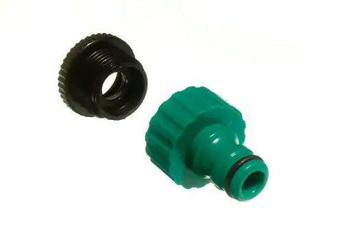 Top Notch Quick Connect Hose Tap Adapters And Reducer Fittings For Half Inch Bore Garden Piping Super Reliable For Outdoor Watering and Backyard Irrigation Setups Done Right green plastic adapter with black fitting