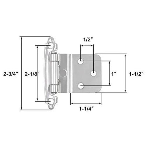 30 Piece Embedded Hinges For Face Frame Kitchen Cabinets Satin Nickel Self Closing Soft Close, with measurements