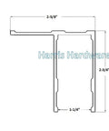 Diagram of Aluminum One Ear Bracket Extra Long Fifty Seven And A Half Inches Satin Finish For One And A Quarter Inch Panels.
