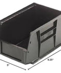 Heavy Duty Part Organizer Bins 12 Pack Eco Friendly Recycled Plastic Storage Boxes For Tools Stack And Hang Durable Black 9.25 x 6 x 5 in