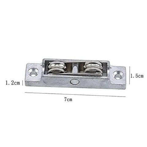 Heavy Duty Stainless Steel Sliding Door Roller Featuring Hella Slick Glide Double Wheel Pulley Kit for Seamless Cabinet Drawer And Sliding Glass Window Track Installation, 7x1.5x1.2 cm.